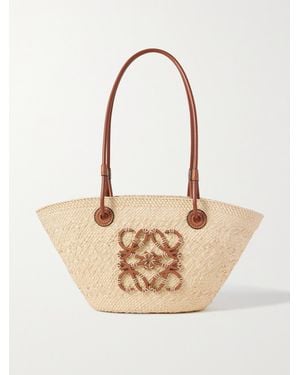 Loewe Paula's Ibiza Kleine Tote Aus Geflochtenem Raffiabast Mit Lederbesätzen - Natur