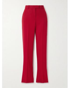 McQueen Grain De Poudre Wool Straight-Leg Trousers - Red