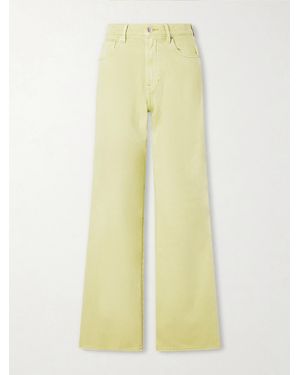 Veronica Beard Kasey Mid-Rise Wide-Leg Jeans - Yellow