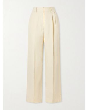 Blazé Milano Savannah Pleated Linen And Silk-Blend Straight-Leg Trousers - Natural