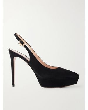 Gianvito Rossi Dasha Sling 85 Suede Slingback Pumps - Black