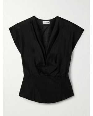 STAUD Pinnacle Silk-Organza And Faille Top - Black