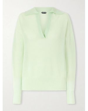 Tom Ford Cashmere-Blend Polo Jumper - Green