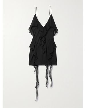 KHAITE Piet Top Aus Seiden-Georgette Mit Rüschen - Schwarz