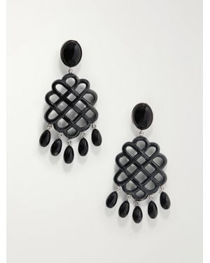 Julietta Melina Rhodium-Plated Resin Earrings - Black