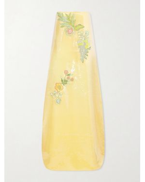 ‎Dima Ayad Strapless Embroidered Sequined Organza Gown - Yellow