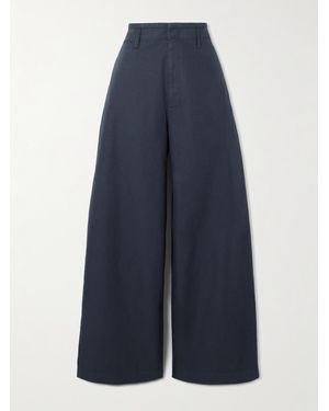 Lemaire Organic Cotton-Twill Wide-Leg Trousers - Blue
