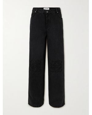 Loewe Anagram Baggy Appliquéd High-Rise Wide-Leg Jeans - Black
