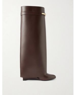 Givenchy Shark Leather Knee Boots - Brown