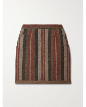Giuliva Heritage Net Sustain Theo Striped Herringbone Wool Mini Skirt - Brown