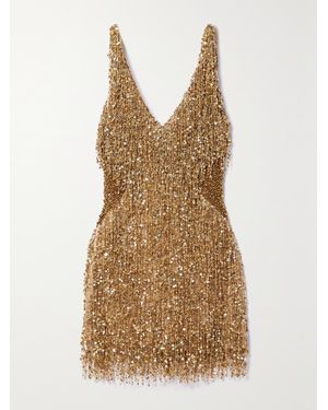 Naeem Khan Gatsby Embellished Tulle Mini Dress - Natural