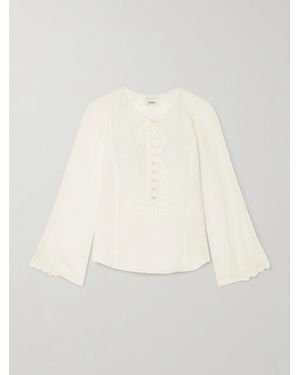 Isabel Marant Luciele Bluse Aus Ramie Mit Lochstickerei - Weiß