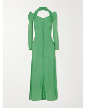Jacquemus Lagoa Cold-Shoulder Stretch-Knit Maxi Dress - Green