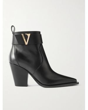 Versace Bottines En Cuir À Ornements - Noir