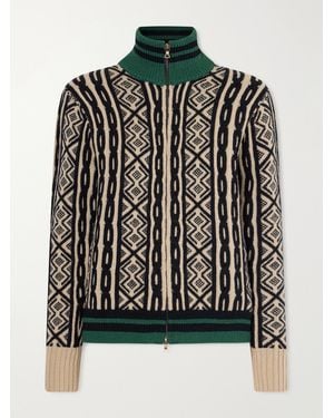 Dries Van Noten Wool-Jacquard Zip-Up Cardigan - Black