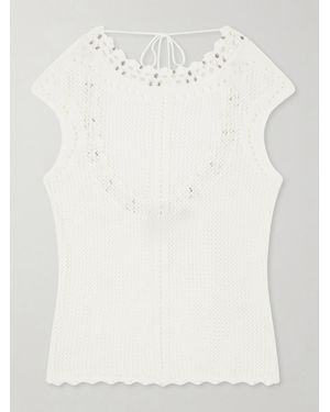 Isabel Marant Metorie Embellished Crochet Cotton-Blend Tank - White