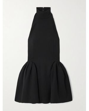 16Arlington Fiala Open-Back Gathered Cady Halterneck Mini Dress - Black