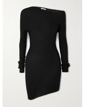 LeKasha Palamos Asymmetric Cashmere Mini Dress - Black