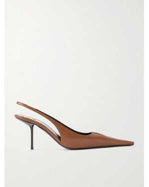 Saint Laurent Babylone Logo-Embellished Leather Slingback Court Shoes - White