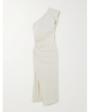 Isabel Marant Maude One-Shoulder Ruched Cotton-Jersey Midi Dress - White