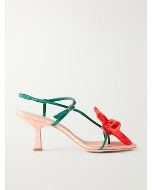 Loeffler Randall Frank Appliquéd Leather-Trimmed Grosgrain Slingback Sandals - Red
