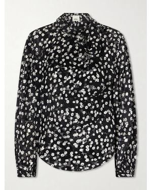 Isabel Marant Firma Floral-Print Chiffon Blouse - Black