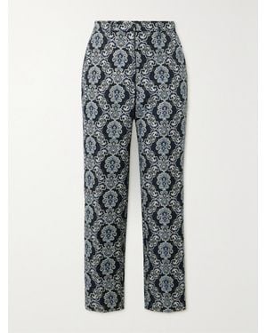 Etro Metallic Brocade Skinny Pants - Blue
