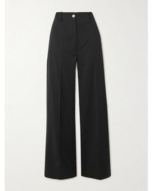 Patou Iconic Wool-Blend Wide-Leg Twill Trousers - Black