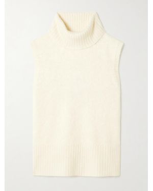 Veronica Beard Mazzy Brushed-Cashmere Turtleneck Tank - Natural