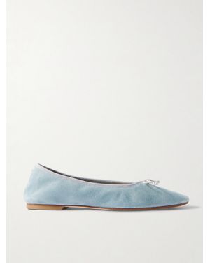 Aeyde Tiby Bow-Detailed Suede Ballet Flats - Blau