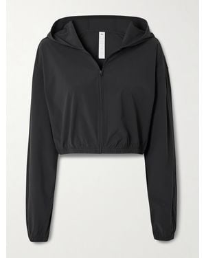 Alo Yoga Effortless Cropped Stretch-Shell Hoodie - Black