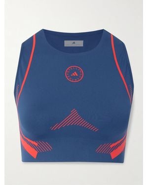 adidas By Stella McCartney Truepurpose Sport-Bh Aus Recyceltem Stretch-Jersey Mit Perforationen Und Logoapplikation - Blau
