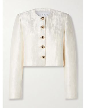 Brandon Maxwell The Ryder Verkürzte Jacke Aus Seidensatin - Natur