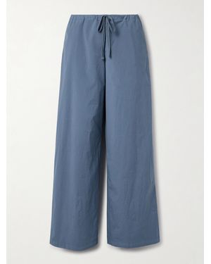Skims Cotton-Blend Poplin Wide-Leg Pants - Blue