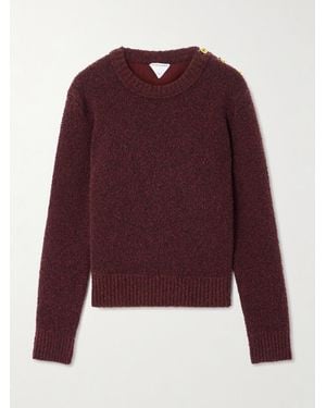 Bottega Veneta Button-Detailed Wool-Blend Bouclé Sweater - Purple