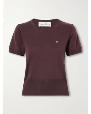 Vivienne Westwood Bea Logo-Embroidered Wool T-Shirt - Purple