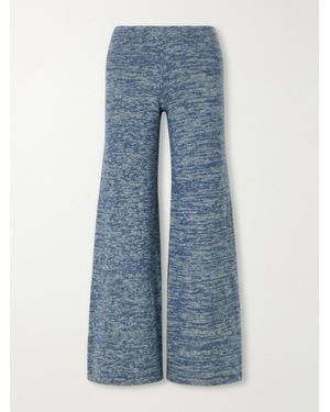 The Elder Statesman Nimbus Knitted Cashmere And Silk-Blend Wide-Leg Pants - Blue