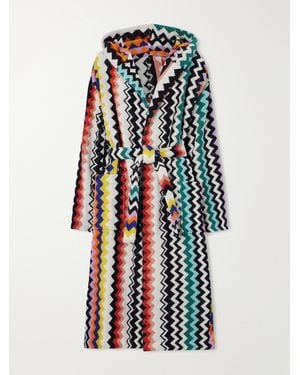 Missoni Hooded Striped Cotton-Terry Robe - White