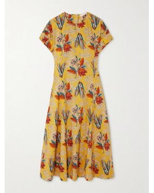 Ulla Johnson Devon Floral-Print Cotton-Poplin Midi Dress - Yellow