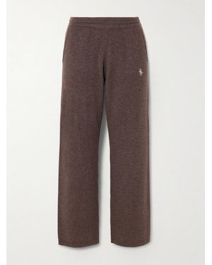 Sporty & Rich Src Embroidered Cashmere And Wool-Blend Trousers - Brown