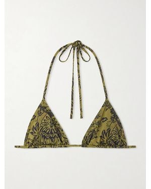 Ulla Johnson Maya Printed Triangle Bikini Top - Grün