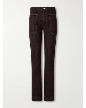 RÙADH The Bèbè Frayed Mid-Rise Straight-Leg Jeans - Red