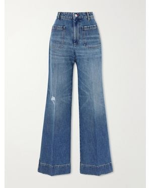 Victoria Beckham Alina Distressed High-Rise Wide-Leg Jeans - Blue