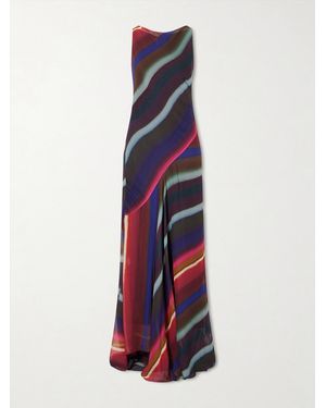 Christopher John Rogers Louie Striped Satin-Crepe Maxi Dress - White