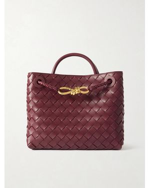 Bottega Veneta Andiamo Small Intrecciato Leather Tote - Red