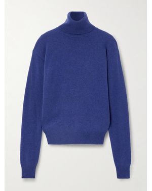 Saint Laurent Pull À Col Roulé En Cachemire Et Laine Mélangés - Bleu