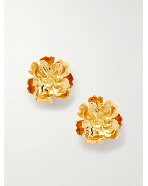 Oscar de la Renta Peony Small-Tone Clip Earrings - Metallic