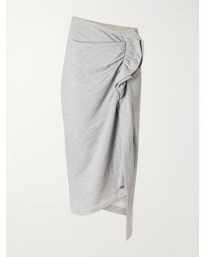 Dries Van Noten Draped Cotton-Jersey Midi Skirt - Gray