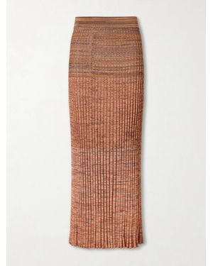 Zimmermann Mouline Ribbed-Knit Midi Skirt - Brown