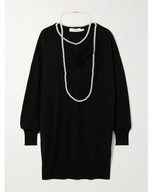 Zimmermann Crush Faux Pearl-Embellished Wool Mini Dress - Black